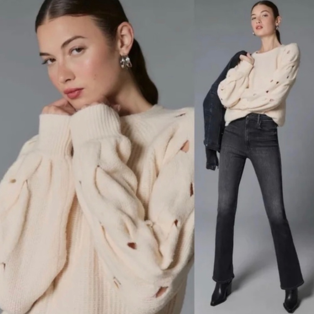 Anthropologie Caballero Cream open Weave Sweater Knit Pullover - NWT - Size S